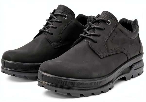 ECCO Mens Hiking Shoes Waterproof Leather Black Size-6