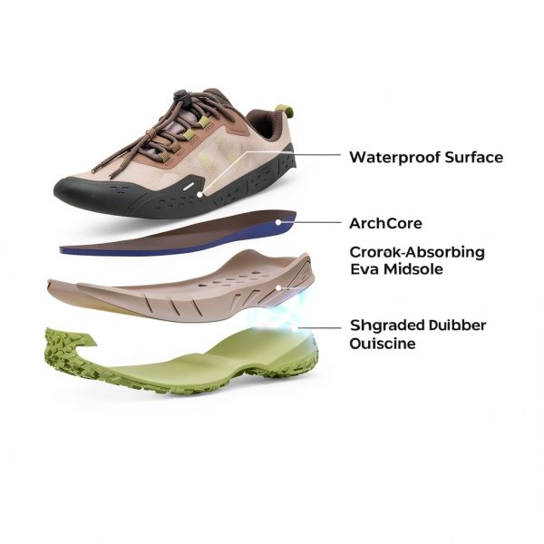Pavo Mens Waterproof Hiking Shoes Wide Toe Box Quick Lace-5