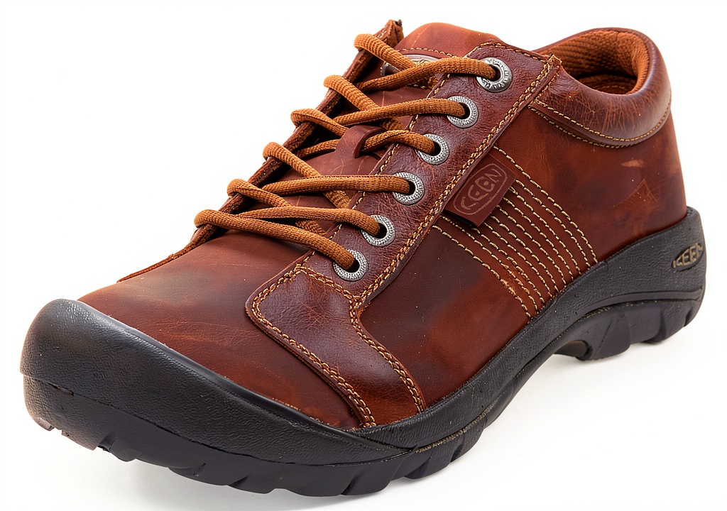 Keen Austin shoes in Chocolate Brown color on a trail