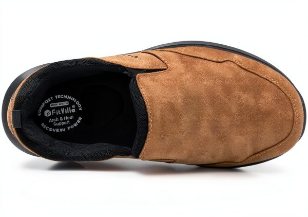 Mens Wide Toe Box Slip On Hiking Shoes Black Brown-3