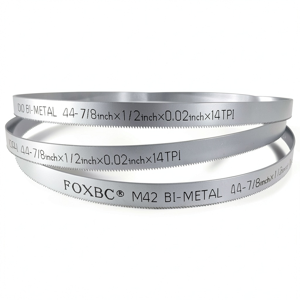 FOXBC bandsaw blade cutting through metal material