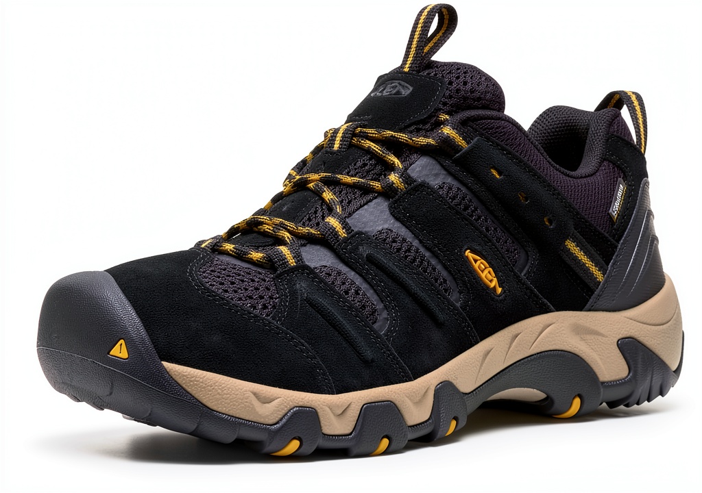 KEEN Waterproof Hiking Shoes demonstrating all-terrain traction on rocky trail surface