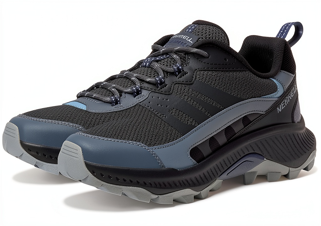 Merrell hiking shoes on a rocky trail