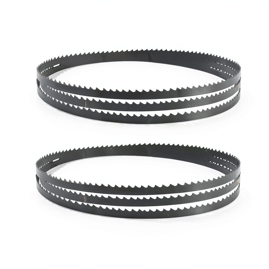 FOXBC 72-inch band saw blade displayed on a workbench