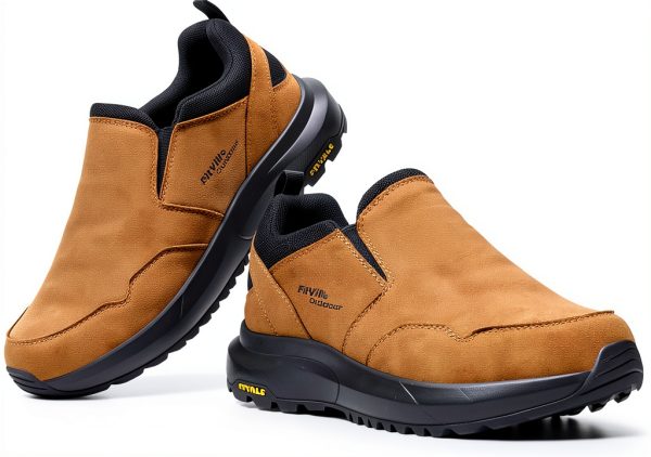 Mens Wide Toe Box Slip On Hiking Shoes Black Brown-4