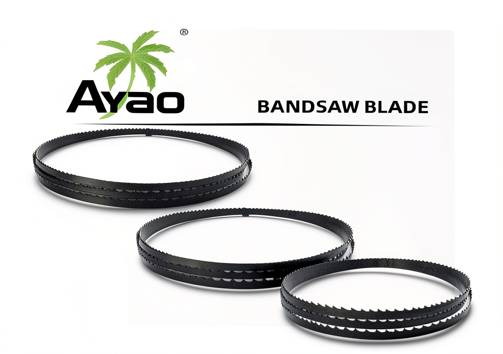 Installing 93.5 inch Bandsaw Blade AYAO Carbon Steel Set on a wooden workbench
