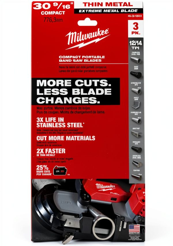 Milwaukee Band Saw Blade 48-39-0631 Red 24-Tooth Compact 3 Pack-0