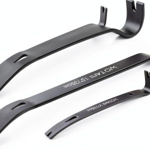 4-Piece Flat Pry Bar Set - 15",12",7",5.25" Heavy Duty Nail Puller, Utility Claw Bar, Wonder Bar, Crowbar, Mini Pry Bar, High Carbon Steel Forged Nail,baseboard and trim removal tool kit-0