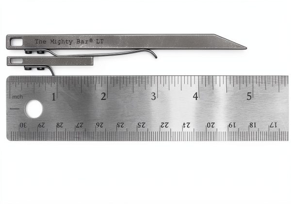 The Mighty Bar LT, Long Titanium Edition Pry Bar Tool, Stainless Steel Pocket Clip for EDC Made by Gear Spool-0